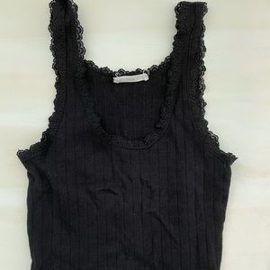 floral lace trim tank top